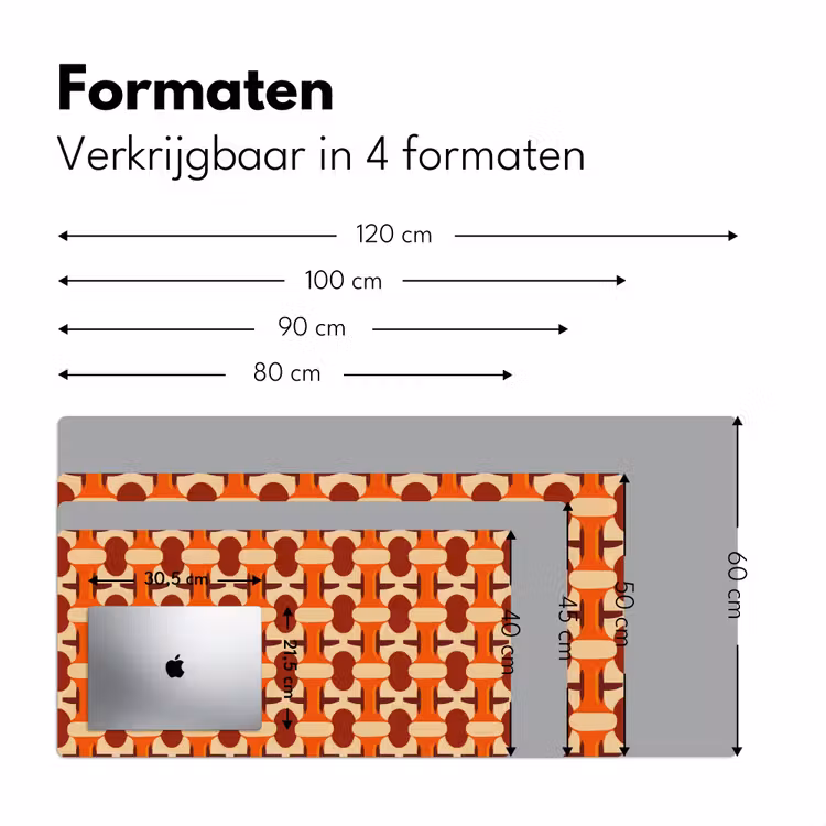 Geometrisch - Retro - Oranje Muismat XXL klein 681 -sfeer5