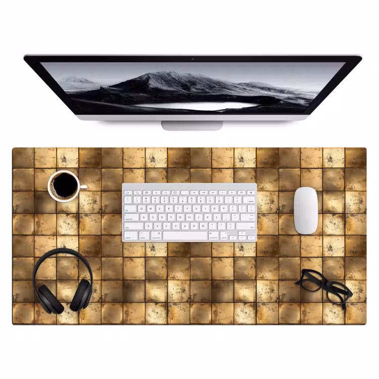 Geometrisch - Tegels - Goud Muismat XXL klein 681 -3d