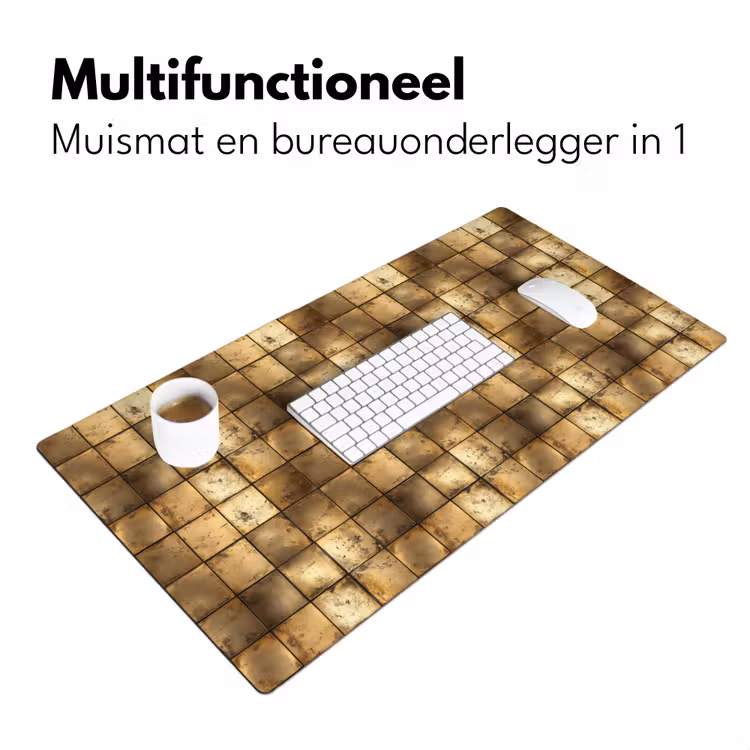 Geometrisch - Tegels - Goud Muismat XXL klein 681 -sfeer4