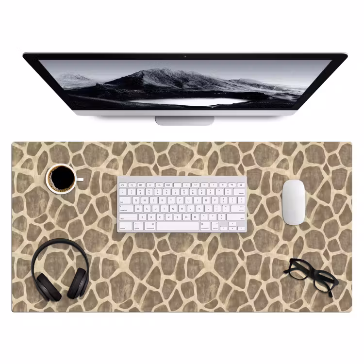 Giraf - Patroon - Beige - Bruin Muismat XXL klein 681 -3d