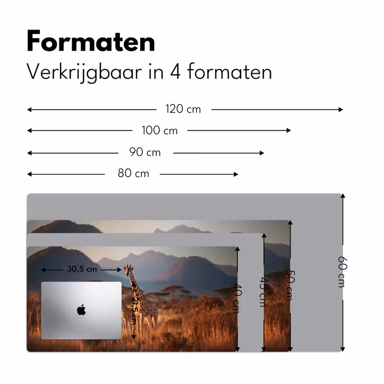 Giraffen - Hoog gras - Acaciabomen Muismat XXL klein -sfeer5