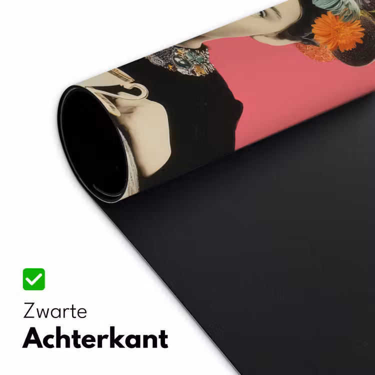 Meisje - Kopje - Bloemen - Roze Muismat XXL klein -sfeer2