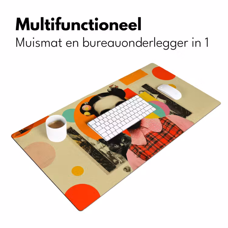 Meisje - Zonnebril - Kat - Retro Muismat XXL klein -sfeer4