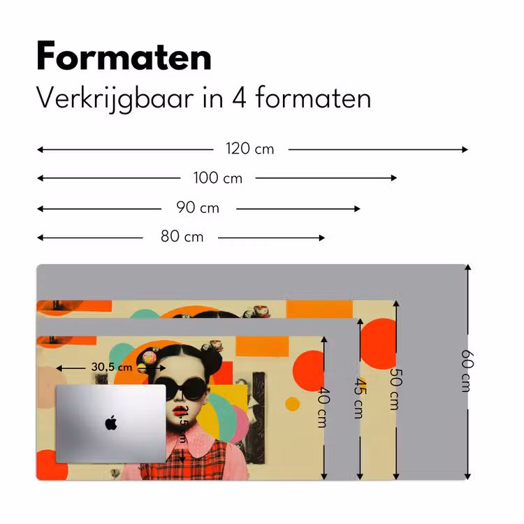 Meisje - Zonnebril - Kat - Retro Muismat XXL klein -sfeer5