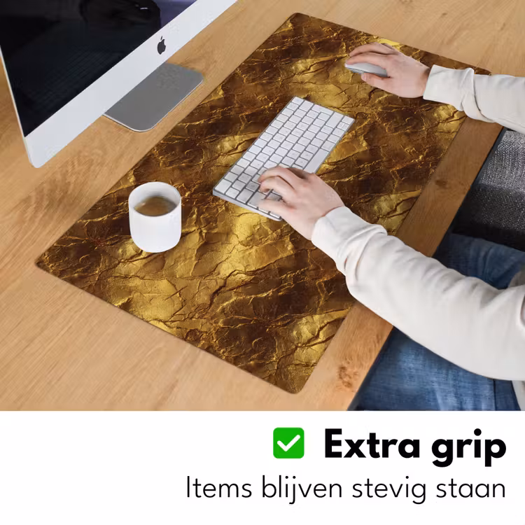 Bladgoud - Textuur  - Goud Muismat XXL klein 681 -sfeer3