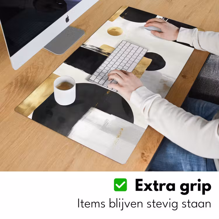 Goud - Rechthoeken - Cirkels - Abstract Muismat XXL klein -sfeer3
