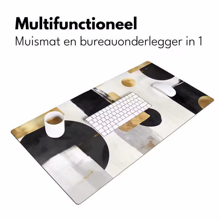 Goud - Rechthoeken - Cirkels - Abstract Muismat XXL klein -sfeer4