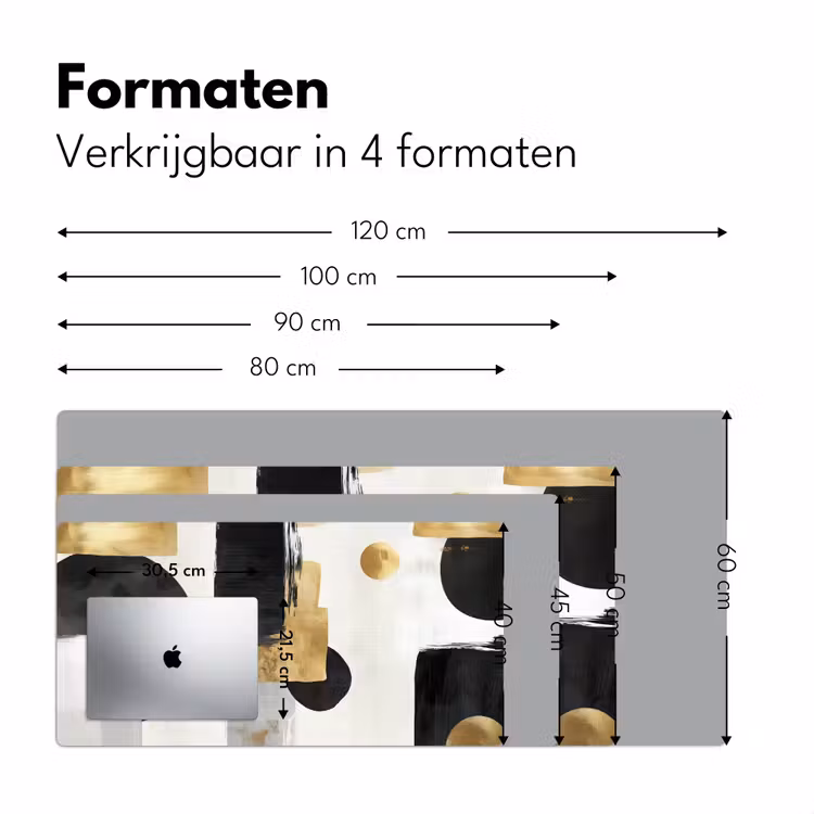 Goud - Rechthoeken - Cirkels - Abstract Muismat XXL klein -sfeer5