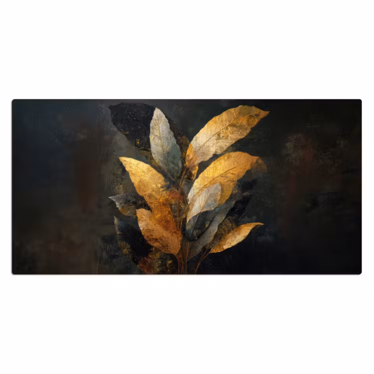 Gouden Bladcompositie – Botanische Luxe Muismat XXL klein -3d_leeg