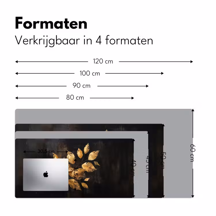 Gouden Bladeren op Donkere Achtergrond Muismat XXL klein -sfeer5