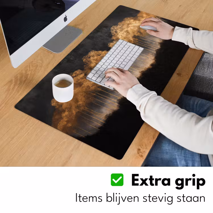 Gouden Bomen in Mistig Landschap Muismat XXL klein -sfeer3
