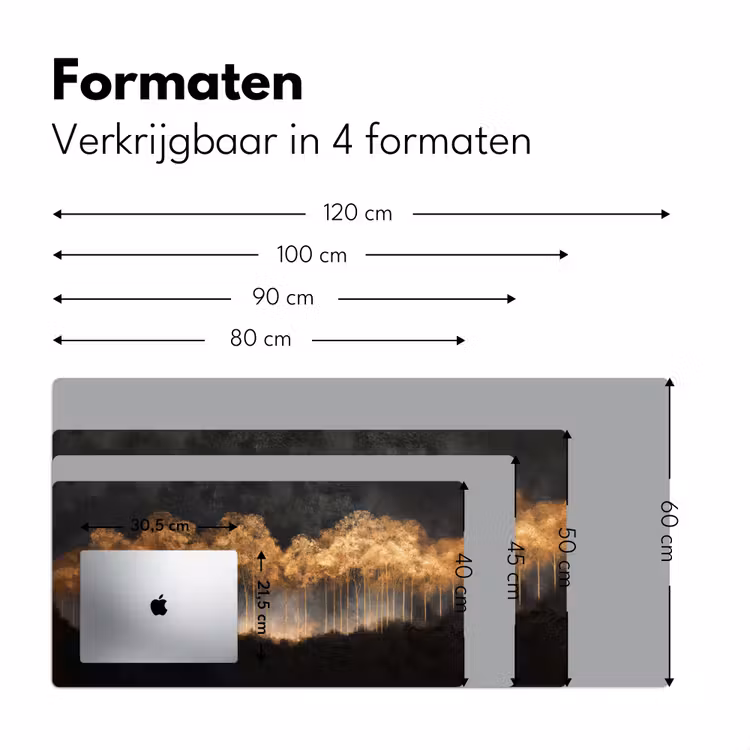 Gouden Bomen in Mistig Landschap Muismat XXL klein -sfeer5
