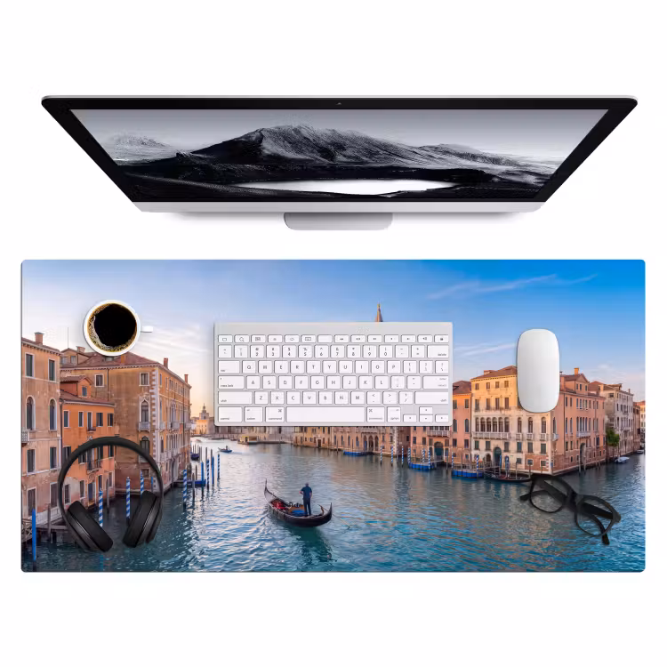 Gondel - Venetië - Kanaal - Stadsgezicht - Avondlicht Muismat XXL klein -3d