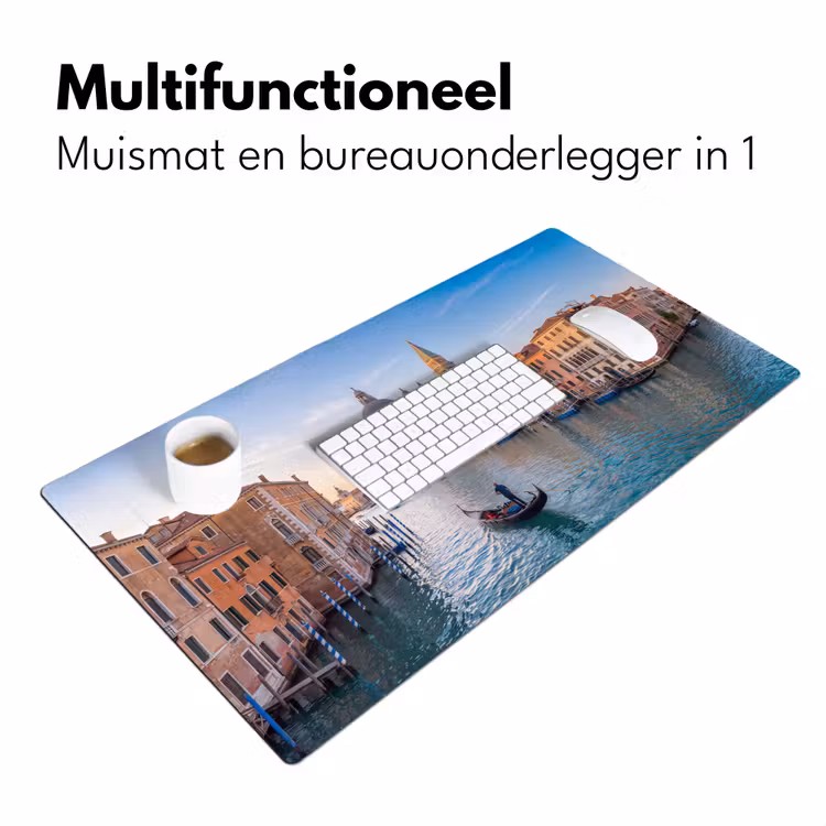 Gondel - Venetië - Kanaal - Stadsgezicht - Avondlicht Muismat XXL klein -sfeer4