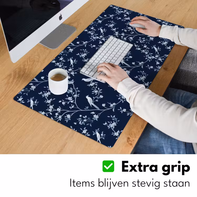 Grafisch - Bloesemtak - Blauw Muismat XXL klein 681 -sfeer3