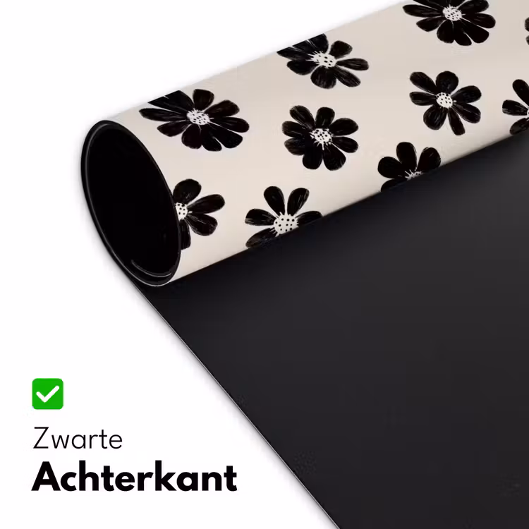 Grafisch - Madeliefjes - Zwart - Beige Muismat XXL klein 681 -sfeer2