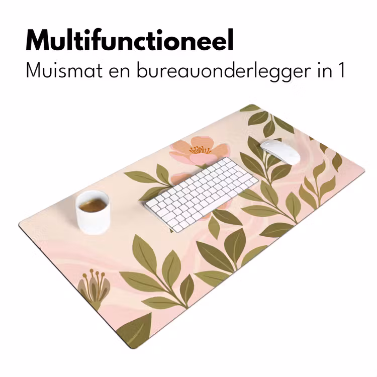 Grafisch - Bloemen - Roze Muismat XXL klein -sfeer4
