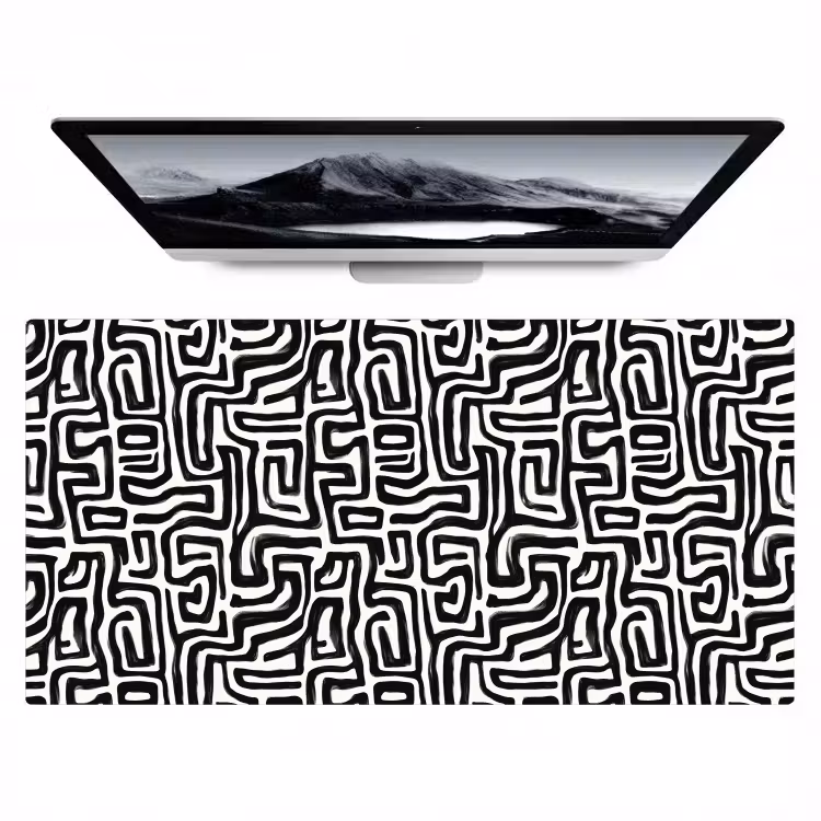 Grafisch - Lijnen - Zwart - Wit Muismat XXL klein 681 -zzz3d
