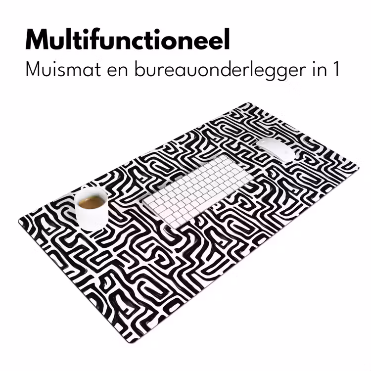 Grafisch - Lijnen - Zwart - Wit Muismat XXL klein 681 -sfeer4