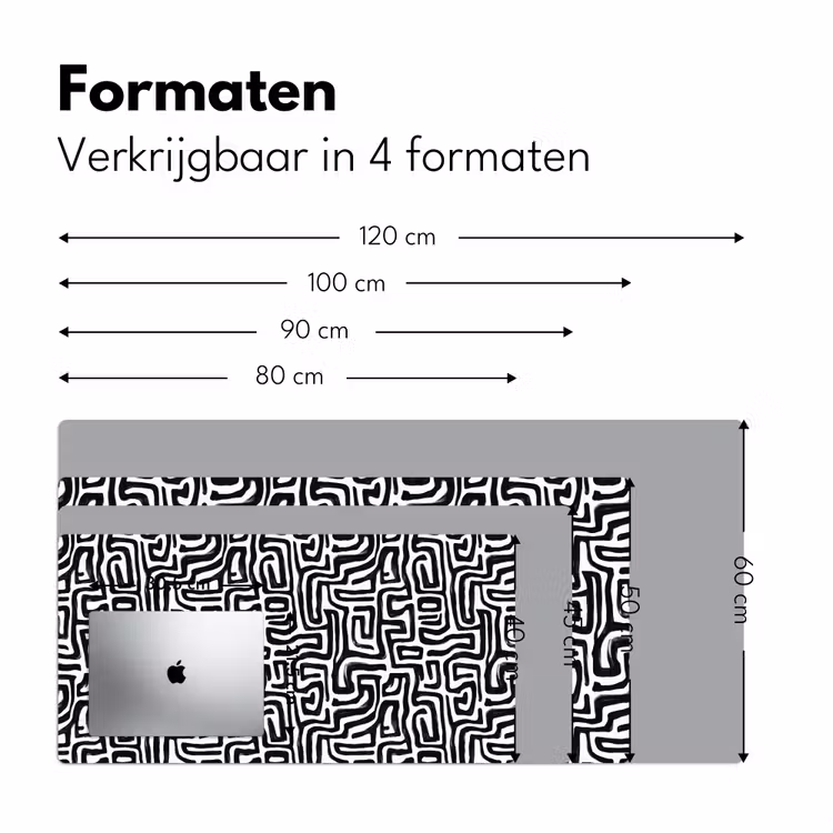 Grafisch - Lijnen - Zwart - Wit Muismat XXL klein 681 -sfeer5