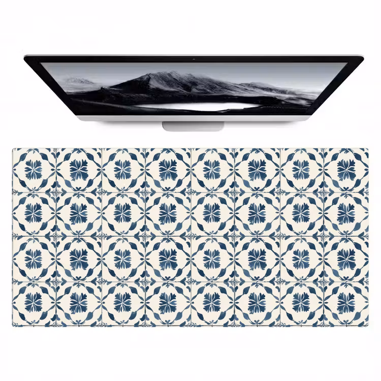 Grafisch - Tegel - Blauw Muismat XXL klein 681 -zzz3d