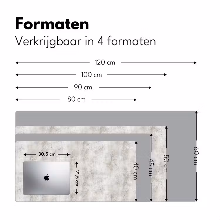 Grijs - Beton - Verweerd Muismat XXL klein 681 -sfeer5