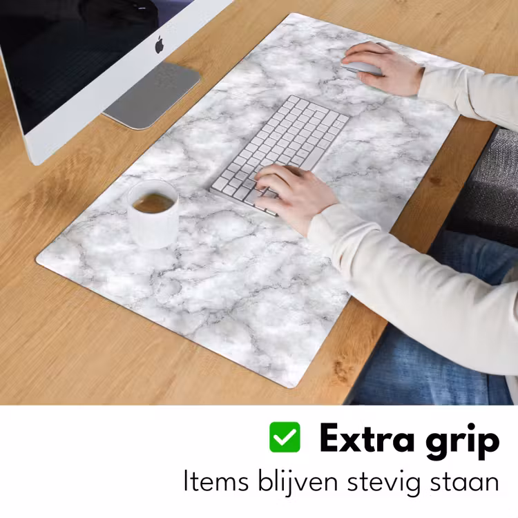 Grijs - Marmer - Klassiek - Aders Muismat XXL klein 681 -sfeer3