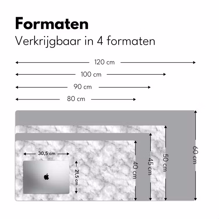 Grijs - Marmer - Klassiek - Aders Muismat XXL klein 681 -sfeer5