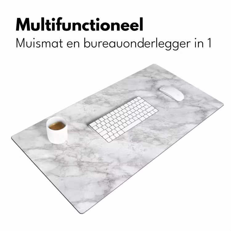 Grijs - Wit - Marmer Muismat XXL klein 681 -sfeer4