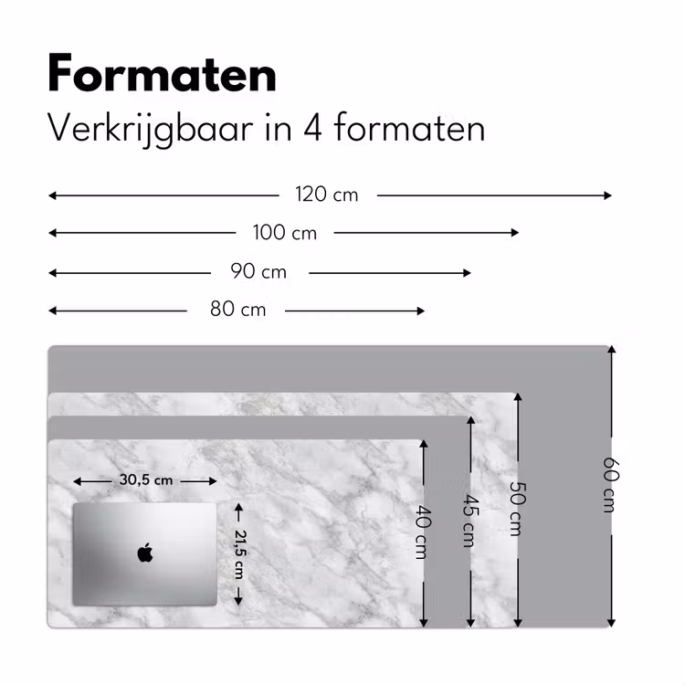 Grijs - Wit - Marmer Muismat XXL klein 681 -sfeer5