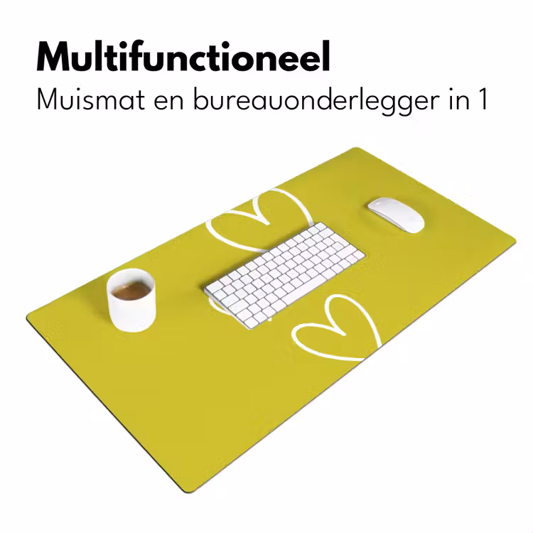 Groen - Hartjes - Wit Muismat XXL klein -sfeer4