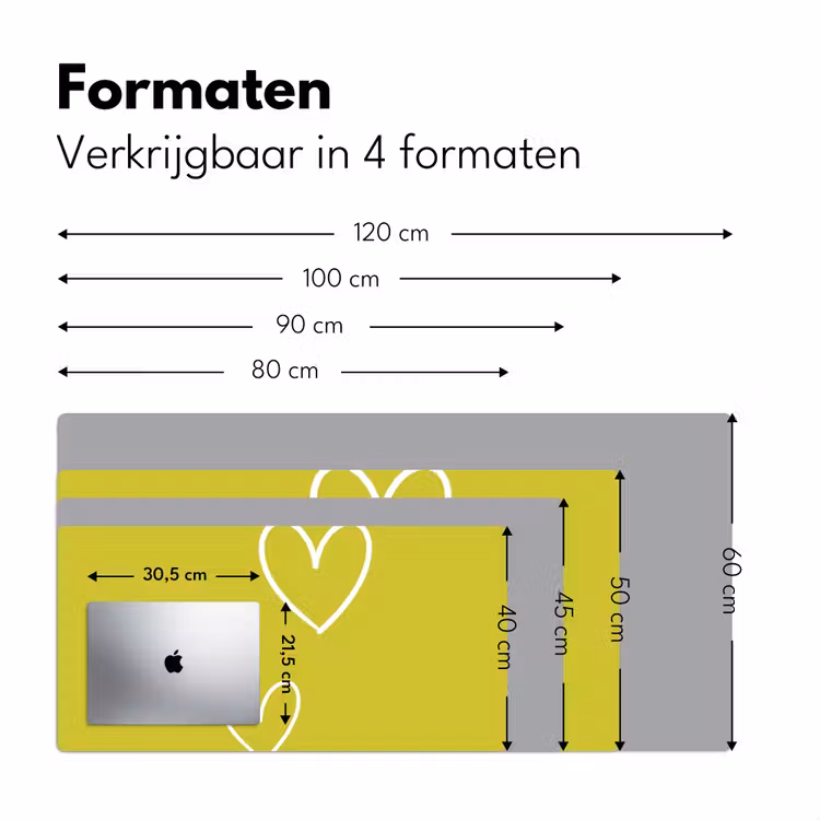 Groen - Hartjes - Wit Muismat XXL klein -sfeer5