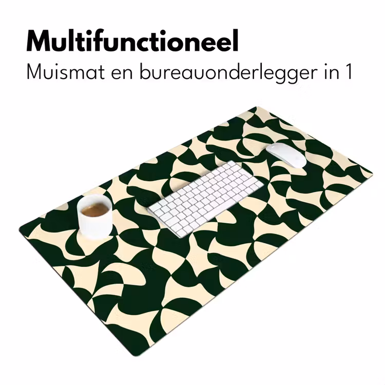 Groen - Organische vlakken - Crème Muismat XXL klein 681 -sfeer4