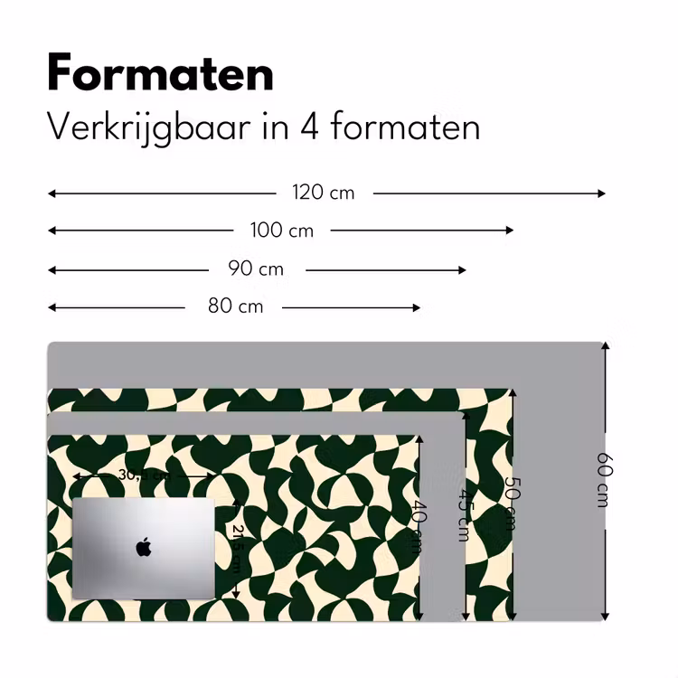 Groen - Organische vlakken - Crème Muismat XXL klein 681 -sfeer5
