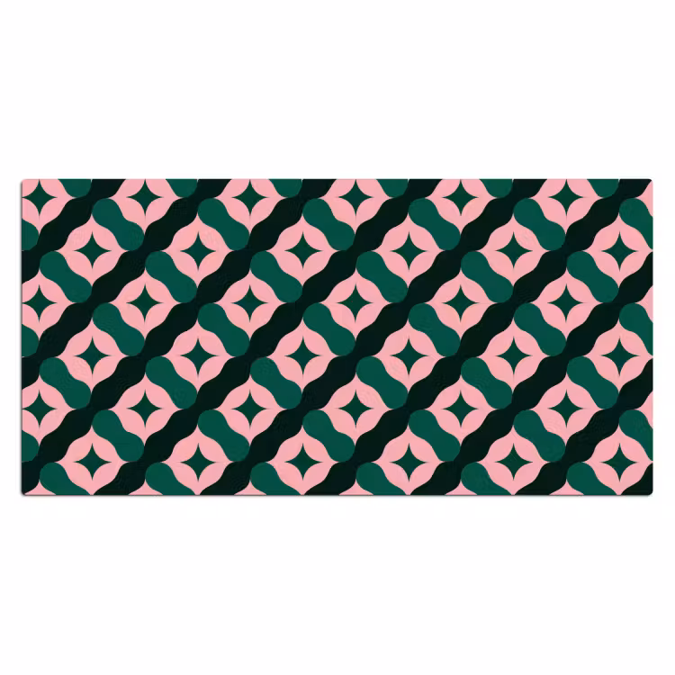 Groen - Roze - Retro - Sterren Muismat XXL klein 681 -3d_leeg