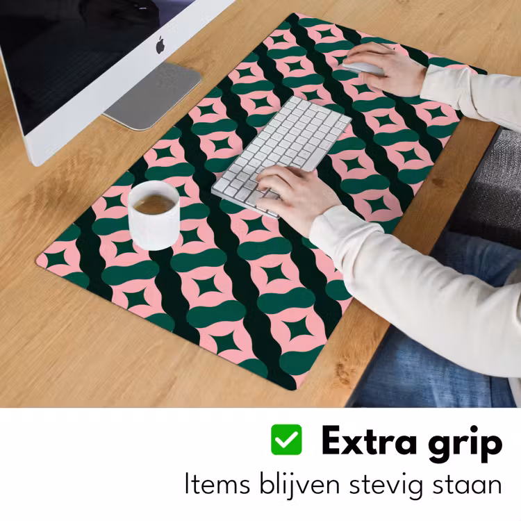 Groen - Roze - Retro - Sterren Muismat XXL klein 681 -sfeer3