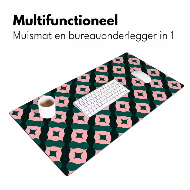 Groen - Roze - Retro - Sterren Muismat XXL klein 681 -sfeer4
