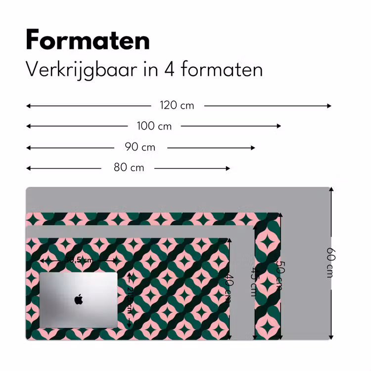 Groen - Roze - Retro - Sterren Muismat XXL klein 681 -sfeer5
