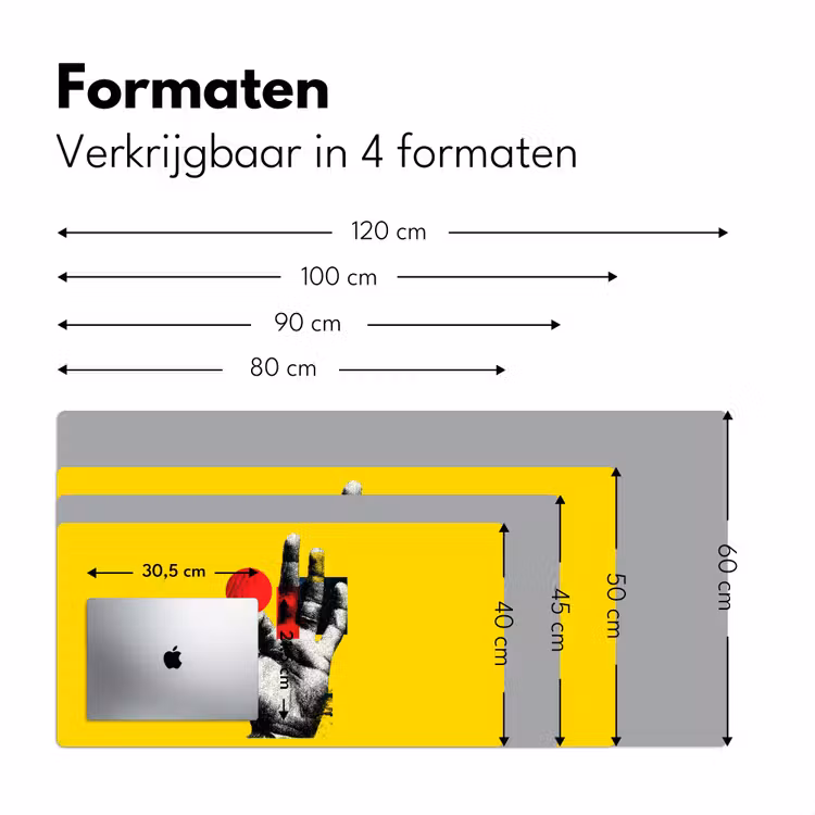 Hand - Rode cirkel - Geel Muismat XXL klein -sfeer5