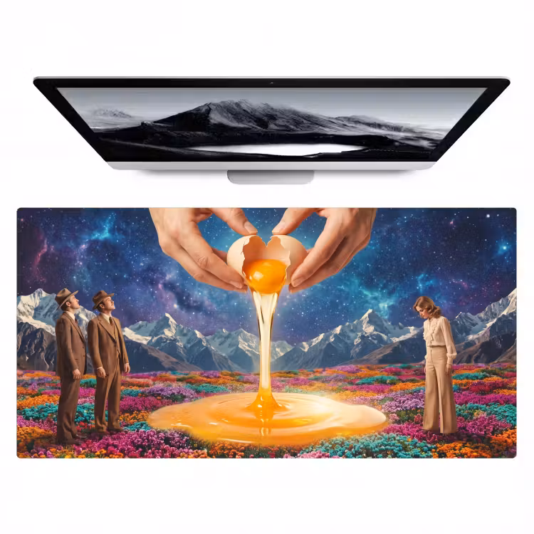 Desk Mat - Hands - Egg - Surrealism - Handen - Ei - Surrealisme Muismat XXL klein