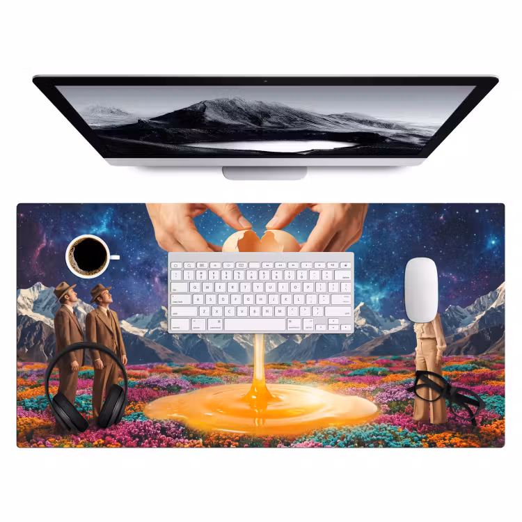 Desk Mat - Hands - Egg - Surrealism - Handen - Ei - Surrealisme Muismat XXL klein