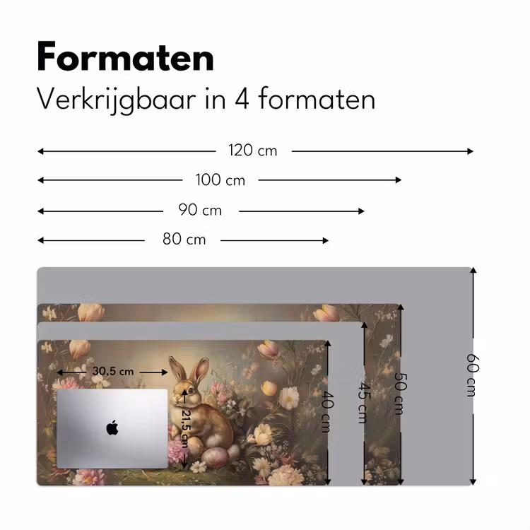 Haas - Stilleven - Bloemen Muismat XXL klein -sfeer5