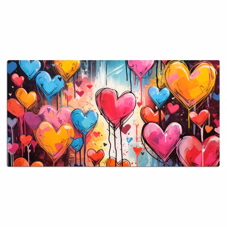Hartjes - Kleuren - Kunst - Liefde Muismat XXL klein -3d_leeg