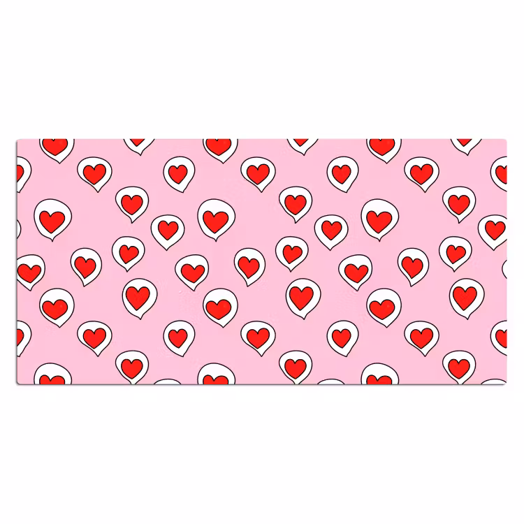 Hartjes - Patroon - Rood Muismat XXL klein 681 -3d_leeg
