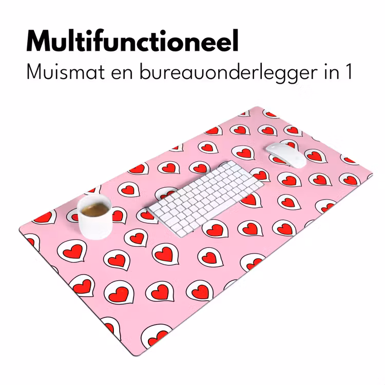 Hartjes - Patroon - Rood Muismat XXL klein 681 -sfeer4