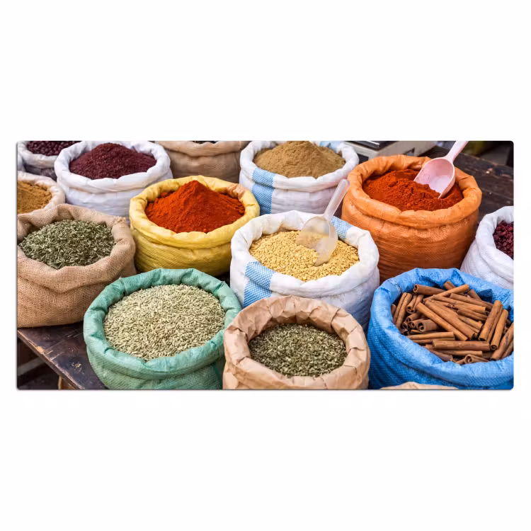 Desk Mat - Herbs - Bags - Market - Kruiden - Zakken - Markt Muismat XXL klein