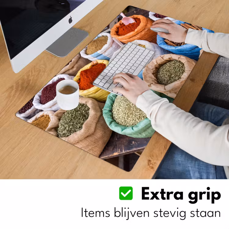 Desk Mat - Herbs - Bags - Market - Kruiden - Zakken - Markt Muismat XXL klein
