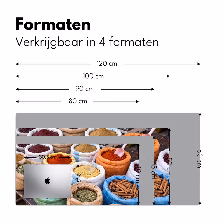 Desk Mat - Herbs - Bags - Market - Kruiden - Zakken - Markt Muismat XXL klein