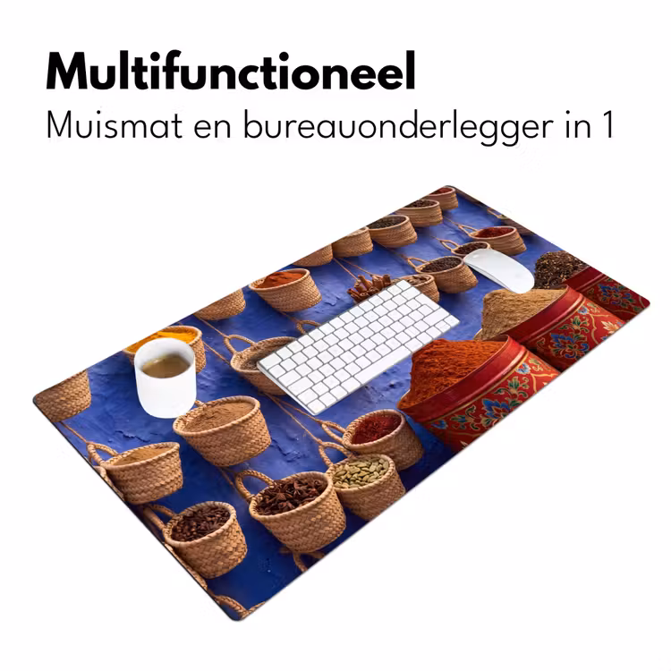 Desk Mat - Herbs - Baskets - Market - Kruiden - Manden - Markt Muismat XXL klein