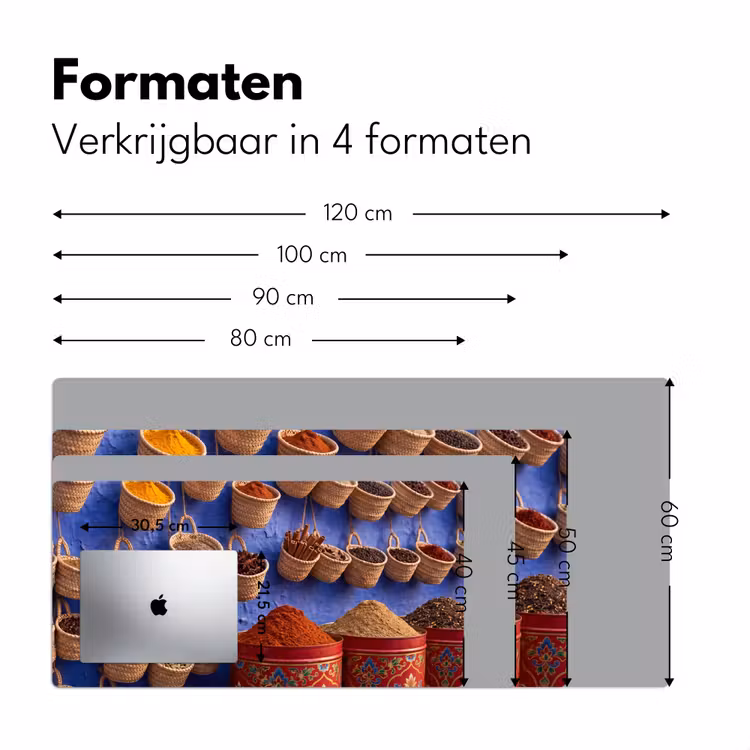 Desk Mat - Herbs - Baskets - Market - Kruiden - Manden - Markt Muismat XXL klein